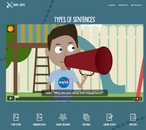 Screenshot of Cram Jams, online videos to help elementary and intermediate students understand writing rules.